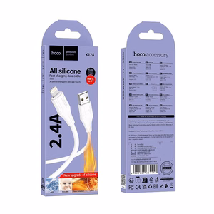 Silicone Cable USB A to Lightning Hoco 2,4A 1 m X124 white