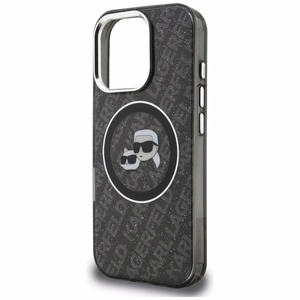 Karl Lagerfeld IML Glitter Karl & Choupette Heads Logo MagSafe Ümbris iPhone 16 Pro Max - must
