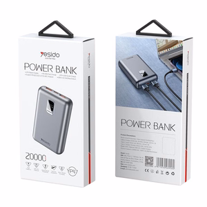 yesido Powerbank YP47 20 000 mAh 22.5W  + PD 20W led hõbedane