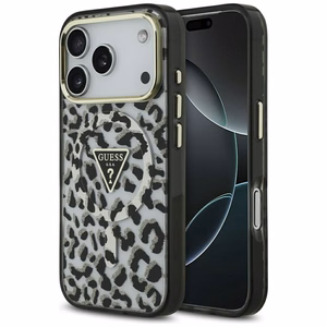 Чехол GUESS для IPHONE 17 Pro совместимый с MagSafe GUHMP17LHLEGTGLK (PC TPU W/ Leopard Glitter) чёрный