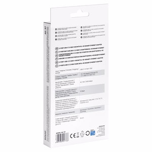 Savio AK-57 USB-C – 3x USB-A jaotur RJ-45 gigabiti Etherneti adapteriga, 5000 Mbit/s, hall