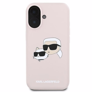 Karl Lagerfeld Silicone Nauble Heads Print MagSafe Ümbris jaoks iPhone 16 Plus - Roosa