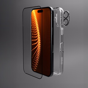 SBS set with D3O technology jaoks iPhone 16 - ümbris + glass screen and camera protector - läbipaistev