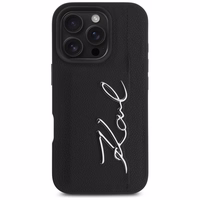 Karl Lagerfeld HC Grained PU Cardslot Metal Signature iPhone 16 Pro Max Ümbris - must