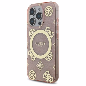 Guess IML Peony jaoks 4G Background MagSafe Ümbris jaoks iPhone 16 Pro - roosa