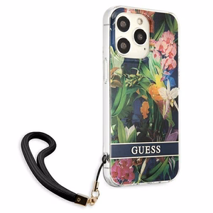 Guess GUHCP13LHFLSB iPhone 13 Pro / 13 6.1" синий/синий жёсткий чехол Flower Strap