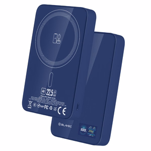 Blavec akupank 10000mAh BJ-04 Slim 13,5mm - Type C - 22,5W magnetiline Magsafe 3 in 1 (PBBJ04-MC10N) tumesinine klaas