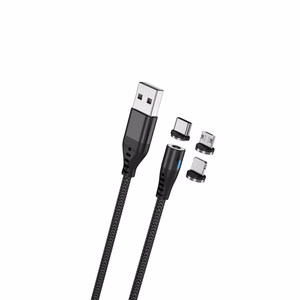 Maxlife MXUC-02 magnetic cable USB - Lightning + USB-C + microUSB 1,0 m 2A must nylon