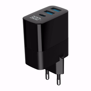 Gembird TA-UC-PDQC30LCD-BK-02 mobiilseadme laadija universaalne must AC kiirlaadimine siseruumidesse