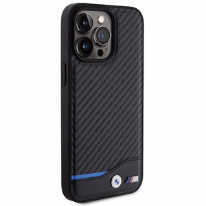 BMW Leather Carbon ümbris jaoks iPhone 15 Pro Max - must
