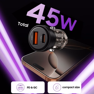Tech-Protect CC03 45W 2-Port USB-A / USB-C Car Laadija - Must
