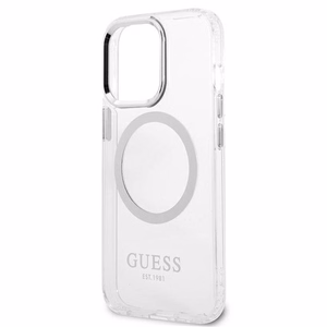 Guess Metal Outline MagSafe чехол для iPhone 13 Pro / iPhone 13 - серебряный