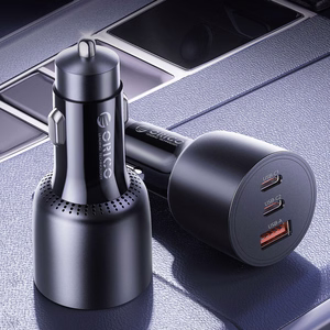 Orico PowerLink 165W USB-A + 2x USB-C autolaadija - must