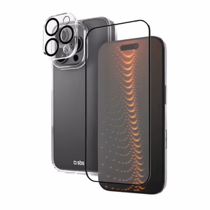 SBS set with D3O technology jaoks iPhone 16 Pro - ümbris + glass screen and camera protector - läbipaistev