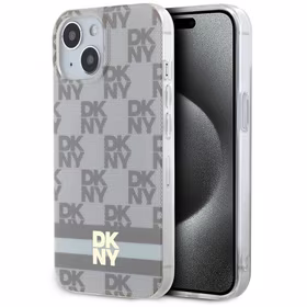 DKNY IML Checkered Mono Pattern & Printed Stripes MagSafe ümbris jaoks iPhone 15 / 14 / 13 - beige