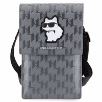 KARL LAGERFELD universal bag jaoks mobile KLWBSAKHPCG (Saffiano Mono Choupette) hõbedane