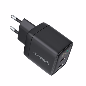 Choetech PD6051 USB-C USB-C PD 35W GaN wall Laadija with display - must
