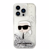 Karl Lagerfeld Glitter Karl's Head ümbris jaoks iPhone 14 Pro Max - hõbedane