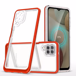 Läbipaistev 3in1 ümbris Samsung Galaxy A22 4G Frame Gel Cover Punane