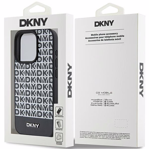 DKNY Leather Printed Pattern Metal Logo MagSafe Ümbris jaoks iPhone 15 Pro Max - Must