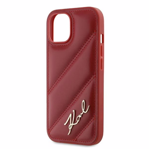 Karl Lagerfeld Diagonal Quilted Script ümbris jaoks iPhone 15 / 14 / 13 - punane