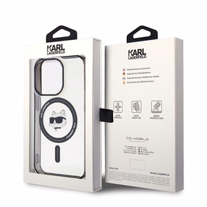 Karl Lagerfeld IML Choupette's Head MagSafe ümbris jaoks iPhone 15 Pro - läbipaistev