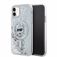 Karl Lagerfeld Liquid Glitter Choupette Head MagSafe Ümbris jaoks iPhone 11 / Xr - läbipaistev