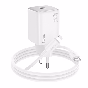 Phone Laadija Hoco USB C QC PD 20W + Kaabel USB C to Lightning N40 valge