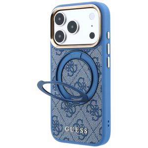 Guess 4G Classic Logo ümbris seadmele iPhone 18 Pro Max / 17 Pro Max, 360° rõngastoega, MagSafe-ühilduv – sinine