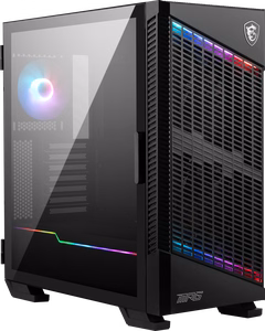 MSI MPG VELOX 100P AIRFLOW kesktorni mänguarvuti korpus, must, 3× 120 mm ventilaator + 1× 120 mm ARGB ventilaator, ARGB riba, USB Type-C, karastatud klaas, E-ATX/ATX/mATX/mini-ITX