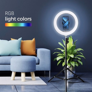 LED Ring Stream RGB lamp 12" FULL COLOR with hoidja jaoks mobile + tripod must