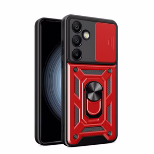 Hybrid Armor Camshield with Camera Cover and Metal Ring jaoks Samsung Galaxy S25+ - punane