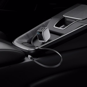 Cuktech CC903P 100W Car Charger with Display and 70cm Retractable USB-C Cable - Gray
