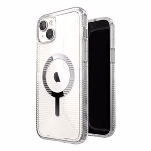Speck GemShell Grip MagSafe ümbris seadmele iPhone 15 Plus / 14 Plus, läbipaistev kroomivärvi detailidega