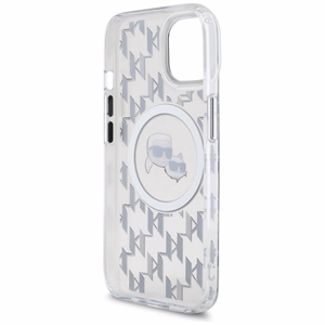 Karl Lagerfeld IML Monogram Karl & Choupette Head MagSafe iPhone 15 Ümbris - Clear