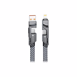 Kaabel 4in1 USB C / USB A to USB C / Lightning Forcell F-Energy QC PD 3A 60W 1 m C241 chrome