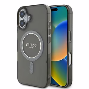 Guess IML Glitter Circle MagSafe ümbris jaoks iPhone 16 - must