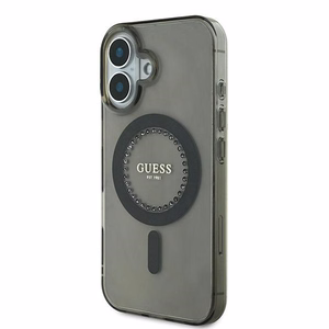 Guess IML Rhinestones MagSafe Чехол iPhone 16 Plus - чёрный