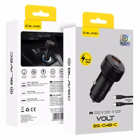 Blavec Autolaadija BS-04B-C Volt - USB + Type C - QC 3.0 18W PD 30W koos Type C to Type C cable (CCBS04BCV-UCB) must