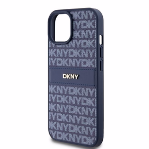 DKNY Leather Mono Stripe & Metal Logo ümbris jaoks iPhone 15 / 14 / 13 - sinine