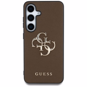 Guess Grained Big 4G Logo Small Classic Logo ümbris jaoks Samsung Galaxy S25 Plus brown