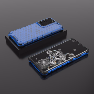 Honeycomb case бронированный чехол с гелевой рамкой для Samsung Galaxy S22 Ultra синий