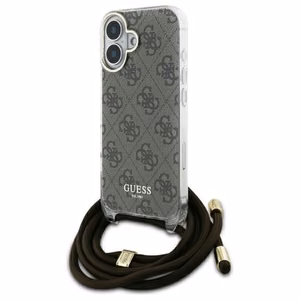 Guess Crossbody Cord 4G Print Ümbris with Lanyard jaoks iPhone 16 - Brown