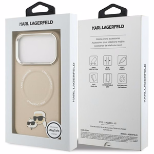 Karl Lagerfeld Karl & Choupette Pins MagSafe Ümbris jaoks iPhone 17 Pro Max - Beige