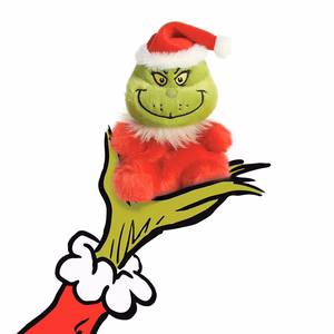 Grinch Palm Pals keskkonnahoidlik istuv jõuluvana kostüümis plüüslelu, 13 cm
