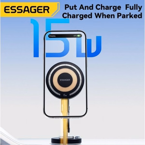 Autohoidik Essager Stand, must (15W / Magsafe ühilduv) (magnetiline / kleepuv alus)