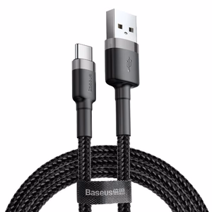 Baseus Cafule USB-C kaabel 2A, 2 m, hall/must (CATKLF-CG1)