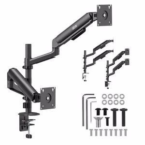 Ergo Office ER-692 B – dual gas-spring monitor arm for 17–32-inch screens, 1–10 kg per arm, matte black