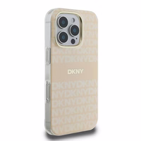 DKNY Repeat Texture Pattern With Stripe iPhone 16 Pro Max Ümbris - Roosa
