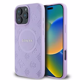 Guess Saffiano Peony Classic Logo MagSafe iPhone 16 Pro Max Ümbris - Lilla